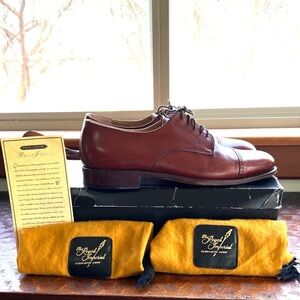 VTG Florsheim Royal Imperial Shoes Brown Leather Lace Up Cap Toe 9.5D Italy  Box